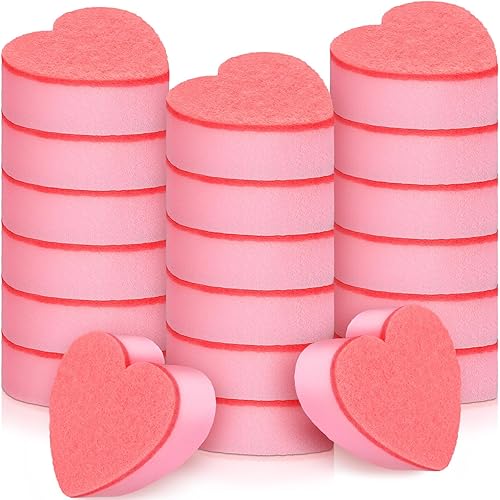 Maxcheck 20 Pcs Heart Dishes Sponge for Kitchen Dual Sided Kitchen Sponge and Scrubber for Washing Dishes, Pots Pans and Household Cleaning Supplies Valentine's Day Gifts(Pink) - Pink