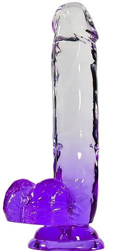 Realistic Dildo Sex Toys for Woman, 8.7" Soft G-spot Dildo with Strong Suction Cup, Lifelike Clear-Purple Gradient Penis Adult Sex Toy for Vaginal and Anal Stimulation
