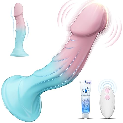 Women Sex Toys Dildo Vibrator -7.5” Silicone Realistic Dildos with Suction Cup for Women Vagina Anal Sex, 9 Vibration, Macaron Gradient Slim Dildo Lifelike Penis Vibrator Adult Toys & Games