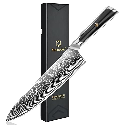 Sunnecko Chef Knife 8 Inch, Damascus Kitchen Knife Japanese Chefs Knife Vg10 High Carbon Stainless Steel - Chef Knife
