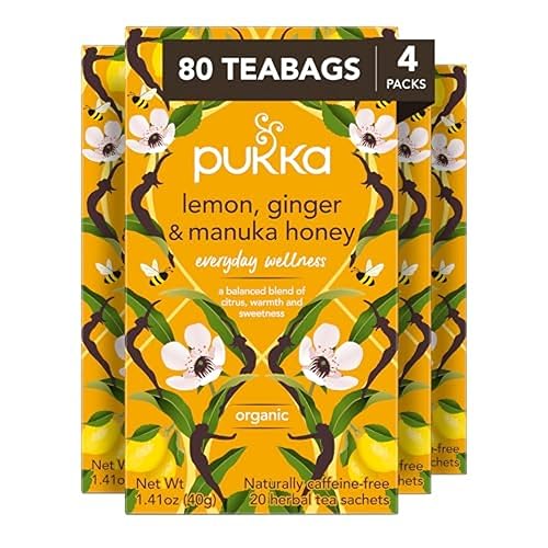 Pukka Herbs Organic Lemon, Ginger & Manuka Honey Herbal Tea, Immune Boosting Organic Tea | 80 Total Tea Bags