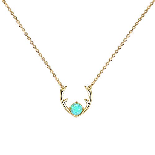 PAVOI 14K Gold Plated Created Opal Necklace | Opal Necklaces for Women - Antler Rose Gold