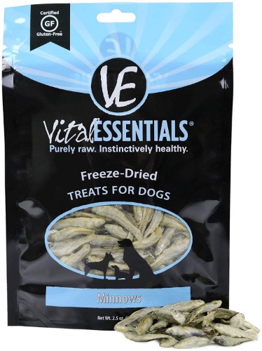 Vital Essentials Freeze Dried Dog Treats, Dog Snacks Made in The USA, All Natural Dog Treats, Great Training Treats for Dogs, Dried Minnows 2.5 oz