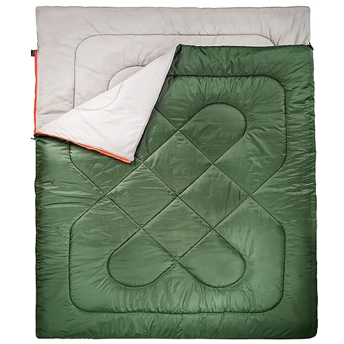 Amazon Basics 3-Season Sleeping Bag, Queen, Olive Green