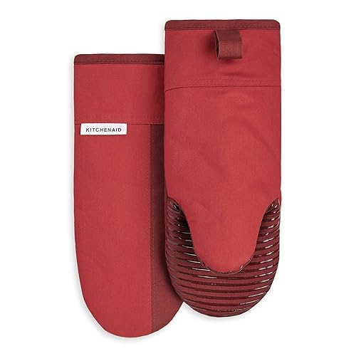 KitchenAid Beacon Two-Tone Non-Slip Oven Mitt Set, Passion Red/Bordeaux, 5.75"x13", 2 Piece - Passion Red/Bordeaux - 5.75"x13"