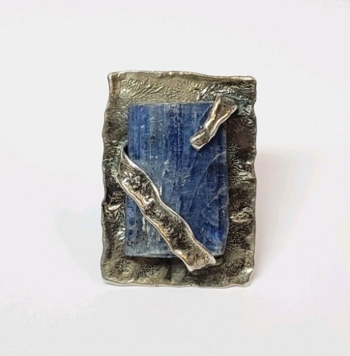 Sterling Silver Blue Kyanite Slab Rectangle Ring Size 7 1/4