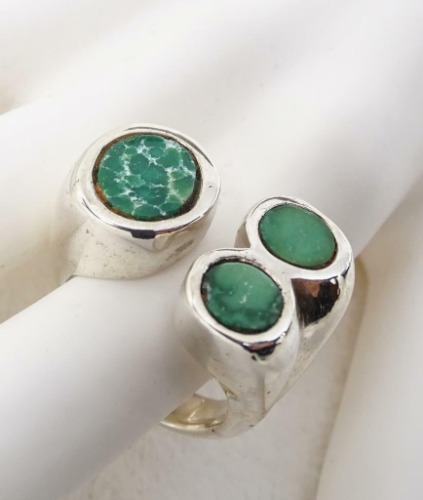 Vtg Mid-Century Abstract Modern Sterling Turquoise Ring SZ 9.5 HEAVY 34.6g