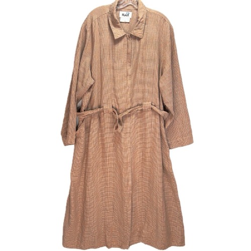 FLAX Long Linen Duster Jacket 2x Peach Lagenlook Layered Dress Look Topper Top