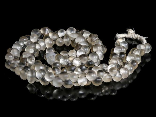 A Full Strand of Antique Bohemian African Trade Rare Shape Crystal Glass Beads (