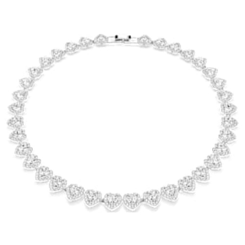 Ariana Grande x Swarovski Tennis Halskette, Verschiedene Schliffe, Herz, Weiß, Rhodiniert