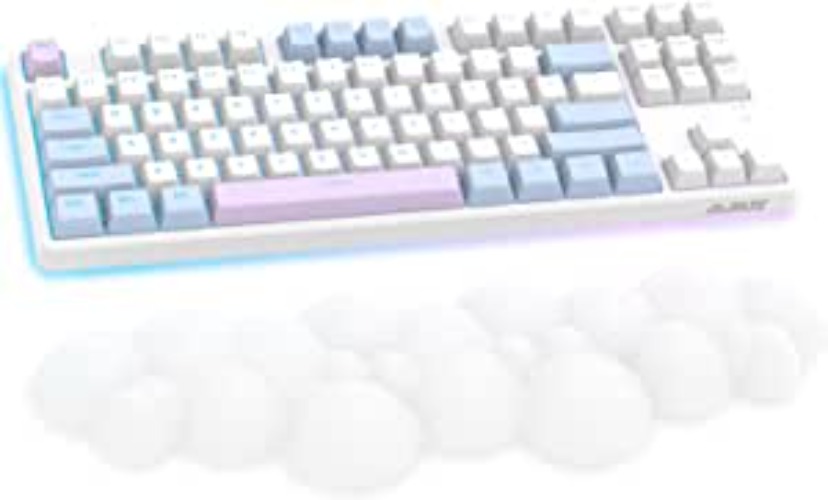 Gaming Keyboard Wrist Rest Pad,Memory Foam Keyboard Palm Rest, Ergonomic Hand Rest,Wrist Rest for Computer Keyboard,Laptop,Mac,Lightweight for Easy Typing Pain Relief-White - White