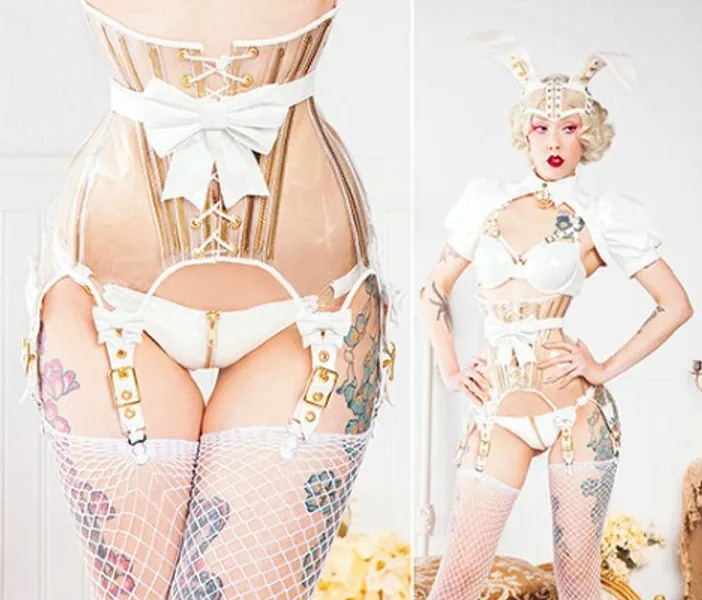 Clear PVC Bow Garter Corset