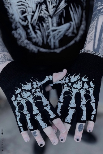 Dead Inside Fingerless Skeleton Gloves | Default Title