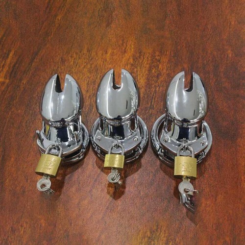 Male Metal Chastity Cage Belt Penis Cage with Bondage Ring Lockable Device Lock