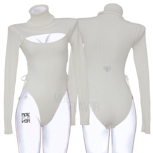 Winter Fox Sweater Bodysuit - White / M/L