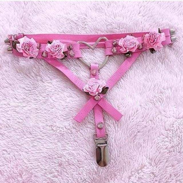 Rose Heart Garter - Pink Garter Belt