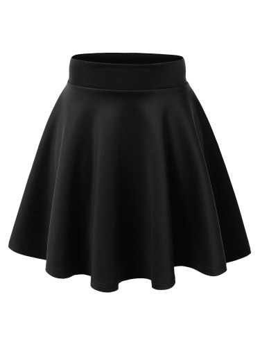 Made By Johnny Women's Basic Versatile Stretchy Flared Casual Mini Skater Skirt XS-3XL Plus Size - Large Wb669_black