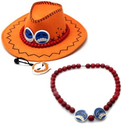 Rulercosplay One Piece Portgas D Ace Cowboy Hat Cosplay Hat + Necklace