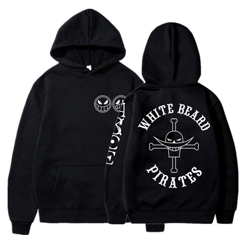 Anime Hoodies ASCE Cosplay Sweatshirt White Beard Pirate Merch Gift Pullovers Tops - Large Black
