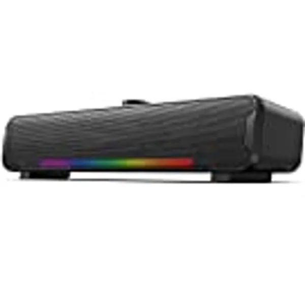 Computer Speakers, Bluetooth Dynamic RGB Laptop Sound Bar, 16W Dual HiFi Stereo with 6 LED Color Mode Desktop Soundbar, USB Powered Computer Speakers for Desktop, Monitor, Phone, PC, Laptop, Tablets