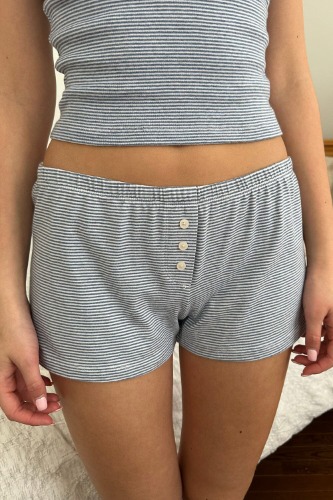 Keira Striped Sweatshorts | Blue And White Striped / XS/S