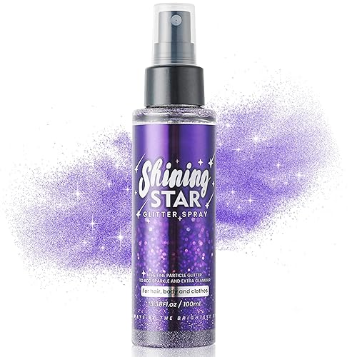 MEICOLY Body Glitter Spray,100ML(3.53OZ),Mardi Gras Outfit for Women,Mardi Gras Accessories,Glitter Hairspray,Sparkle Hair Spray,Glitter Spray for Hair/Body/Face/Clothes,Body Shimmer Spray for Skin - purple body glitter spray