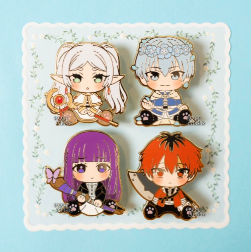 Frieren Himmel Fern Stark Plush Hard Enamel Pin - Set of 4 / [A Grade] / Simple Rubber Back