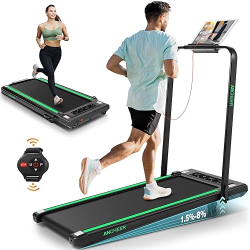 ANCHEER Treadmills with Incline, Under Desk Treadmill/2s Folding Treadmill/Max Treadmill 300 lb Capacity-Walking Pad/Compact Electric Treadmill for Home/Gym/Office with LED Touch Screen/Remote Watch - BG