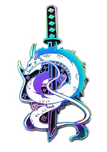 Haku Dragon Samurai Katana Ghibli Enamel Pin Japanese Fashion Accessory for Lapels, Multicolor, One Size