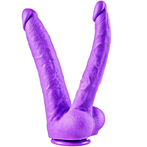 Realistic Double-Ended Huge Dildo - 10.2" Silicone Large Dildo, Big Suction Cup,Hands-Free Play, Thick G-Spot Anal Stimulation,XXL Fat Vaginal Anal Plug,Curved Shaft,Suitable for Women and Lesbians