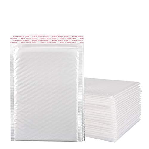 FeiliandaJJ 50Pcs Weiß Luftpolstertaschen, 13x18cm, Wasserdicht Selbstklebend Luftpolster Versandtaschen Luftpolstertaschen Luftpolsterumschläge Luftpolsterversandtaschen Bubble Mailer (Weiß) - Weiß