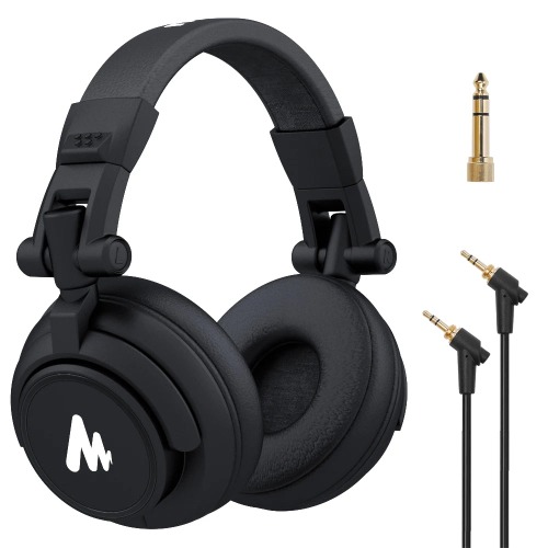 Professional Studio Monitor Headphones. USB Wired Musician Headset - Black