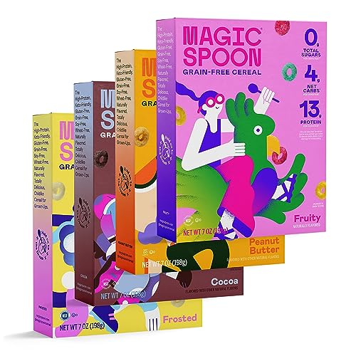 Magic Spoon Cereal, Variety 4-Pack of Cereal - Keto & Low Carb Lifestyles I Gluten & Grain Free I High Protein I 0g Sugar - Variety 4 Pack