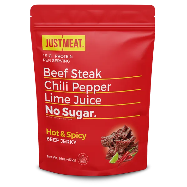 Hot & Spicy Beef Jerky (1 LB) by JUSTMEAT