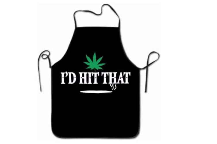 Brccee AC Kitchen Apron I'd Hit That Marijuana Pot Weed Stoner Apron Adult Women Unisex Durable Comfortable Washable for Baking, Crafting, Gardening, Cooking Kitchen