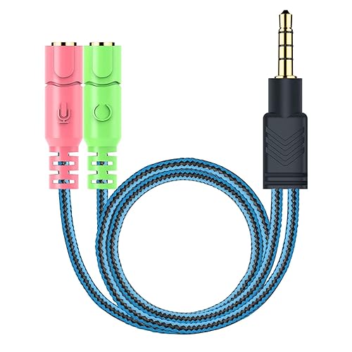 MillSO Headphone Mic Splitter, 3.5mm Headset Adapter (Microphone + Audio) 2 TRS Female to TRRS Male CTIA Stereo Jack Y Cable Compatible for Dual-Plug Gaming Headset to Xbox, PS4, Phone, Laptop, PC - 1 Pack / 0.6 Feet - Black