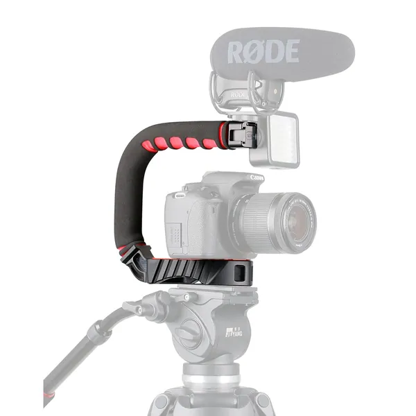ULANZI U-Grip Pro Handheld Video Rig Steadicam with Triple Cold Shoe, Stabilizing Handle Grip Compatible for iPhone 13 12 Pro Max Xs 8 7 plus GoPro 10 9 8 Canon Nikon Sony DSLR Cameras - 
