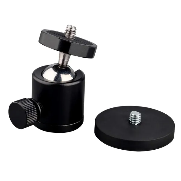 ULIBERMAGNET 24lb Magnetic Camera Mounting Base with Mini Ball Head, Super Strong Rubber Coating Neodymium Magnet with 1/4’’-20 Male Thread Stud for Mobile Camera , Security Camera. - 