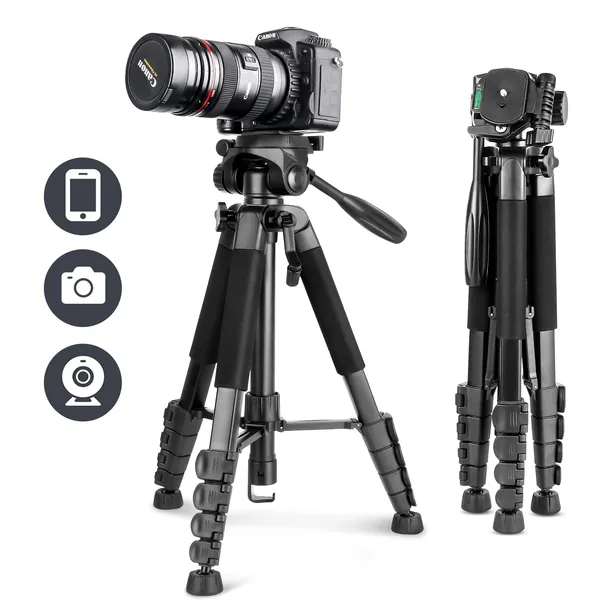 UBeesize 67” Camera Tripod with Travel Bag, Cell Phone Tripod with Wireless Remote and Phone Holder, Compatible with All Cameras, Cell Phones, Projector, Webcam, Spotting Scopes - 