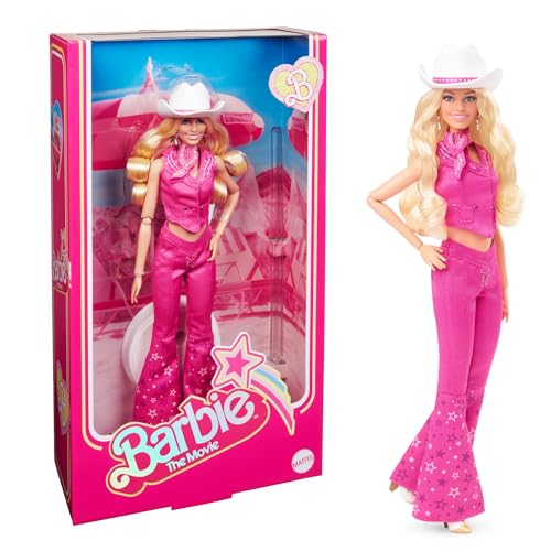 Barbie The Movie Doll, Margot Robbie Barbie Doll with Pink Western Outfit Including White Cowgirl Hat from Barbie Movie, Toys for Ages 3 and Up, One Barbie Doll, HPK00