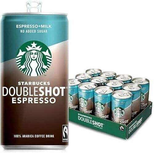 Starbucxks Coffee Ready To Drink 250ml x 12 (Double Shot Espresso No Added Sugar) - Double Shot Espresso No Added Sugar - 250 ml (Pack of 1)