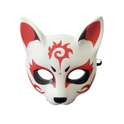 YangYong Kitsune Fox Mask for Halloween Costume,Animal Cosplay Kabuki Half Face Cat Masks Masquerade Party - Pink Flower