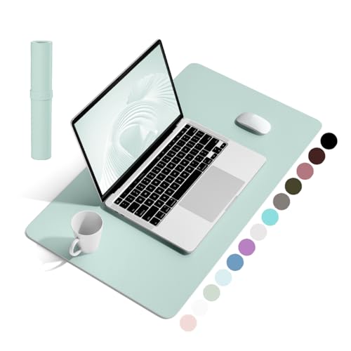 YSAGi Writing Desk Pad, Anti-Slip Thin Mousepad for Computers,Office Desk Accessories Laptop Waterproof Dual-Sided Desk Protect for Office Decor and Home(Mint Green, 23.6" x 13.7") - Mint Green - 23.6" x 13.7"