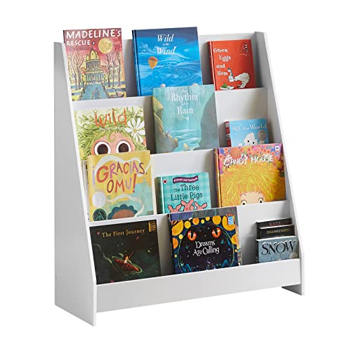 SoBuy KMB32-W, Children's Bookcase,Newspaper Rack with 4 Shelves,Storage Shelf for Children - White