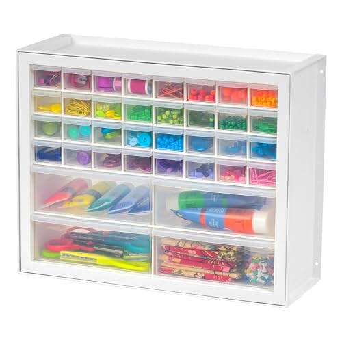 IRIS USA 36 Drawer Stackable Storage Cabinet for Hardware Crafts and Toys, 49.5 cm W x 17.8 cm D x 39.4 cm H, White - Small Brick Organizer Utility Chest, Scrapbook Art Hobby Multiple Compartment - White - 36 Drawer