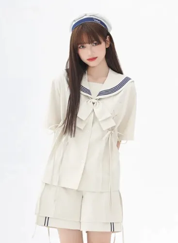 Kawaii Navy Sailor Collar shirt and shorts