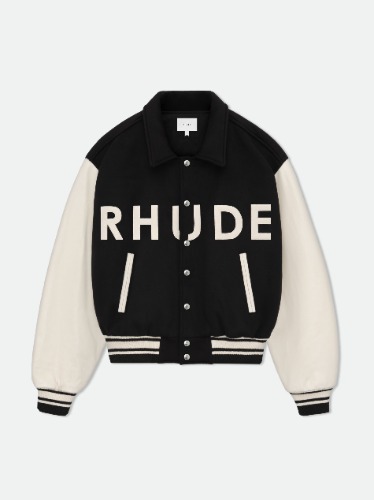 RHUDE COLLEGIATE JACKET | XS / BLACK/CREAM