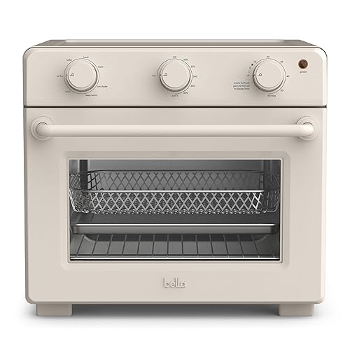 bella Air Fry Toaster Oven, 7 Preset Cooking Options, Dishwasher-Safe EverGood Coated Trays Included, 60-Minute Auto Shutoff w Audible Timer, Power Indicator Light, 1700 Watt, Oatmilk - Oatmilk