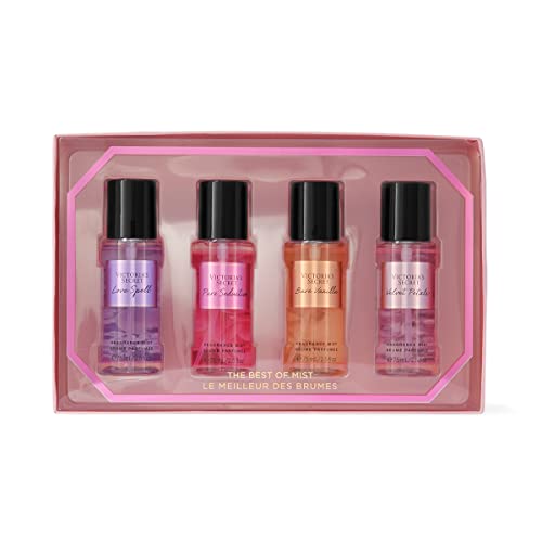 Victoria's Secret Fragrance Mist Collection 4 Piece Mini Mist Gift Set: Love Spell, Pure Seduction, Bare Vanilla, & Velvet Petals - 2.5 Fl Oz (Pack of 4)