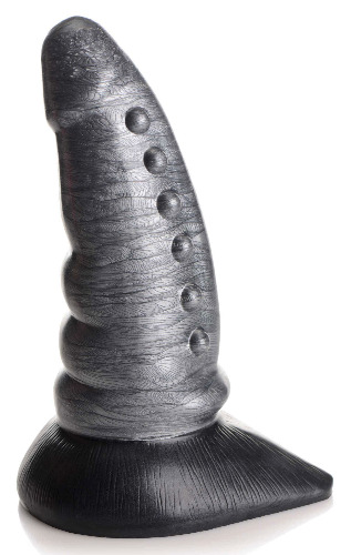 Cc Beastly Tapered Bumpy Silicone Dildo - Silver